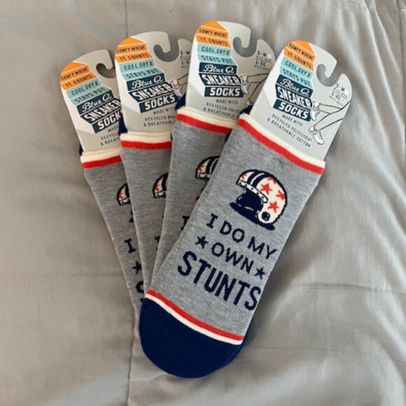 NWT Mens Socks Bundle 4 Blue Q I Do My Own Stunts Sneaker Athletic Socks SALE - Picture 2 of 6